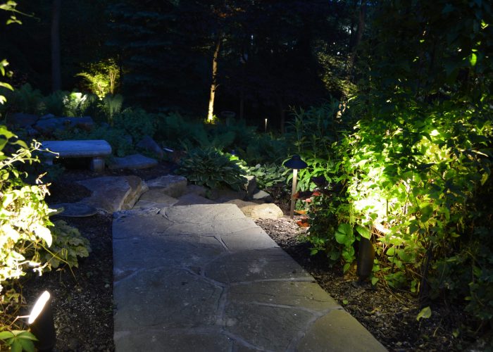 Illuminarted walkway of garden